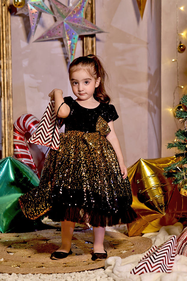 Fully Sequined Bodice Frock | Winter Festive | F2324