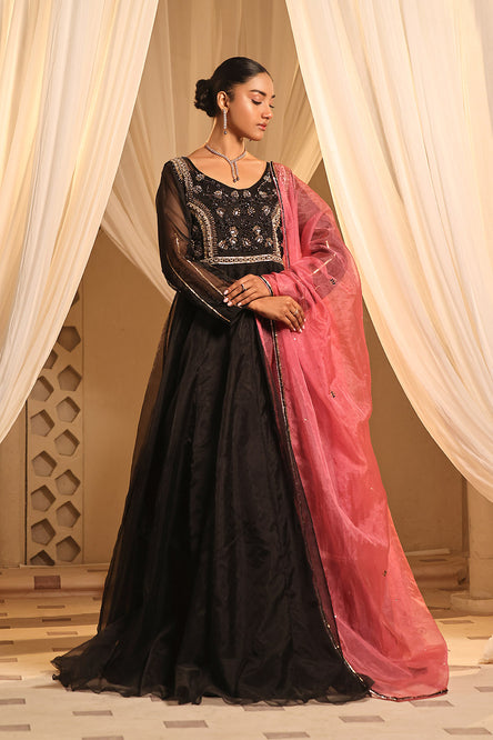 Handwork Embroidered Organza Long Maxi | New Arrivals | M202309