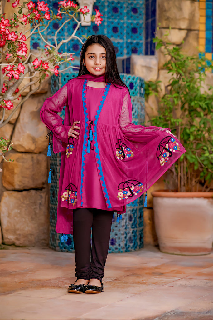 Umbrella Embroidered Net Front Open 3pc Suit Eid Affairs S1360 SANA'S