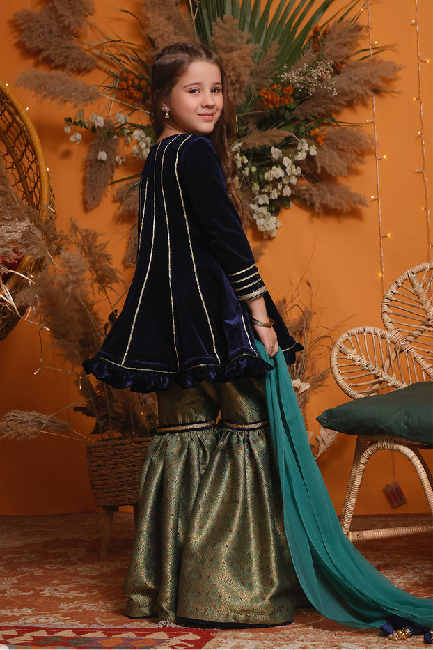 Angarkha Style Velvet Banarsi Gharara Suit | MEHRU | G3097