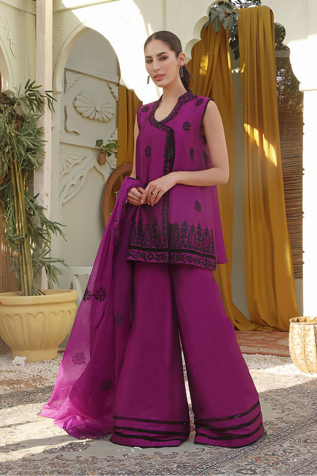 Aari Embroidered Lychee Silk 3pc Suit | SHIREEN FESTIVE | P202271