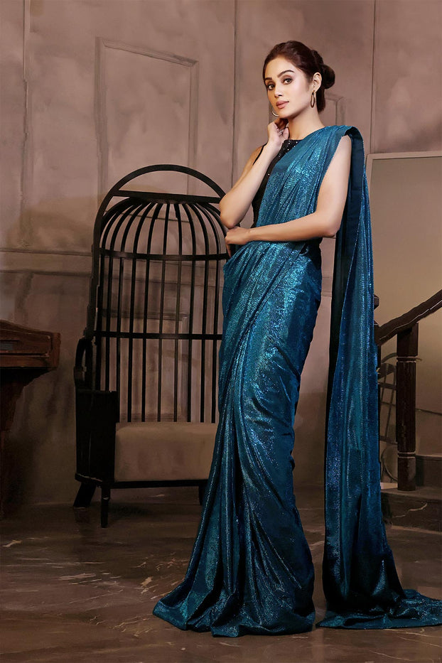 Solid Moonlight Saree with Sequins Top | COCKTAIL | SR202234