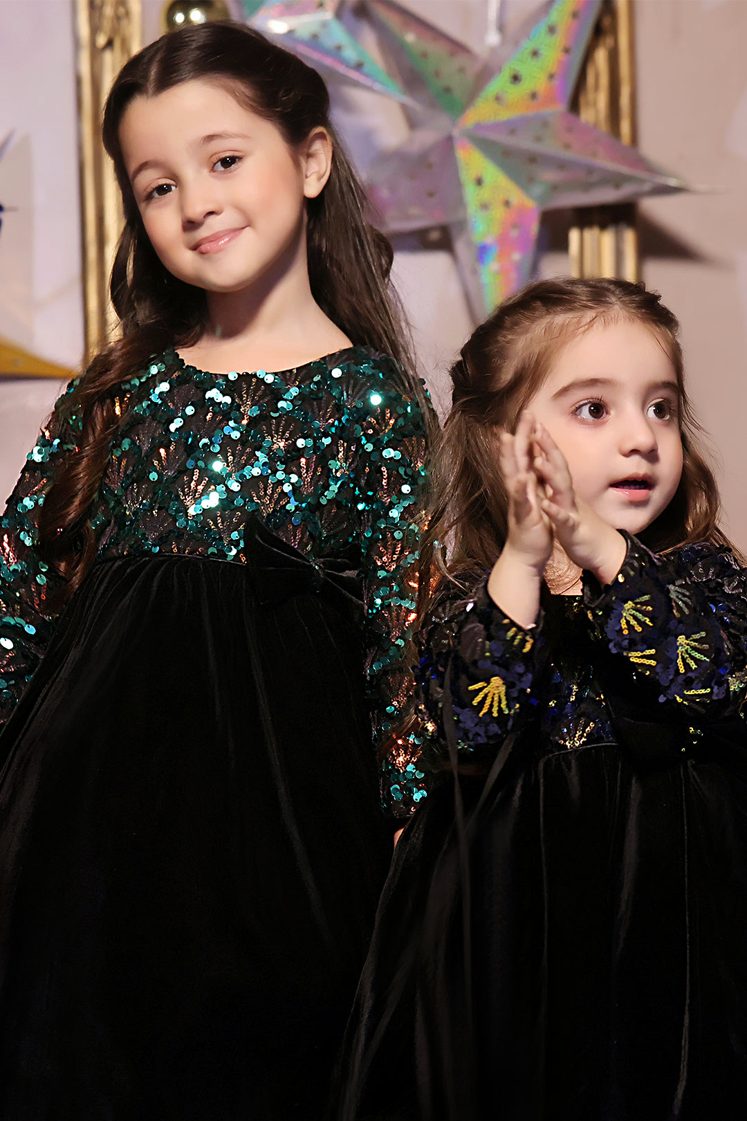 Multi Sequins Velvet Frock | Winter Festive | F2323