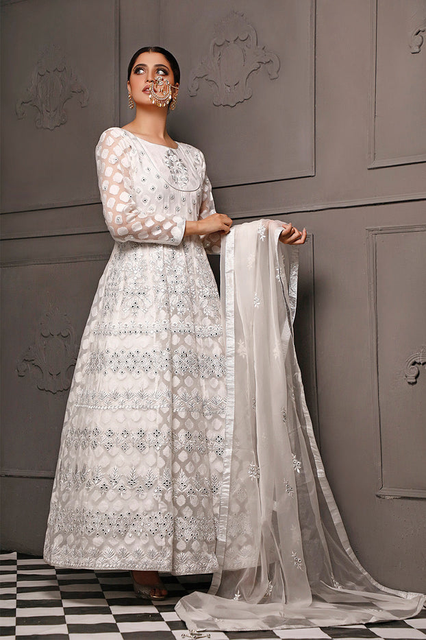 Fully Self Embroidered Jacquard Long Maxi | Nikhaar | M202307