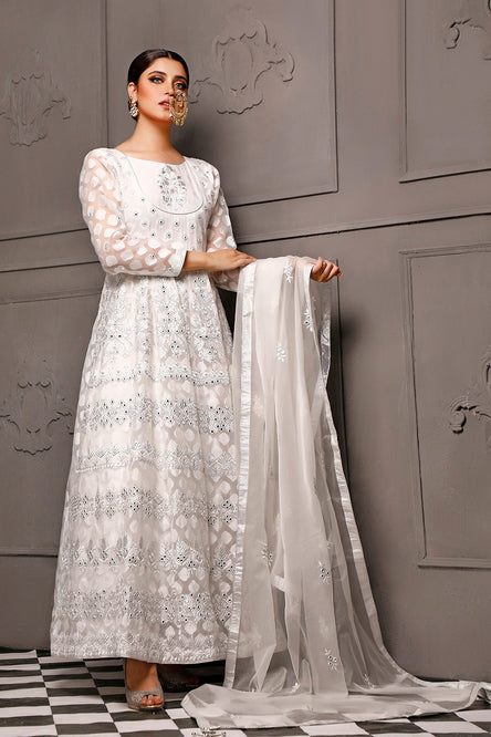 Fully Self Embroidered Jacquard Long Maxi | Nikhaar | M202307