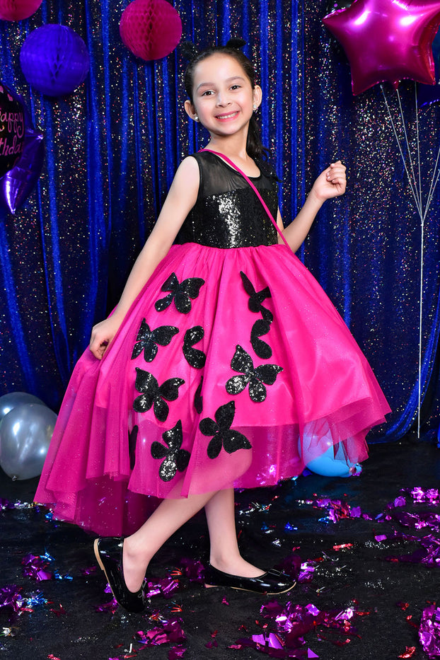 Sequins Net Butterfly Applique Frock | BIRTHDAY BASH | F2317