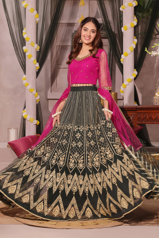 Zari Embroidered Lehenga Choli | SHENDI | L202387