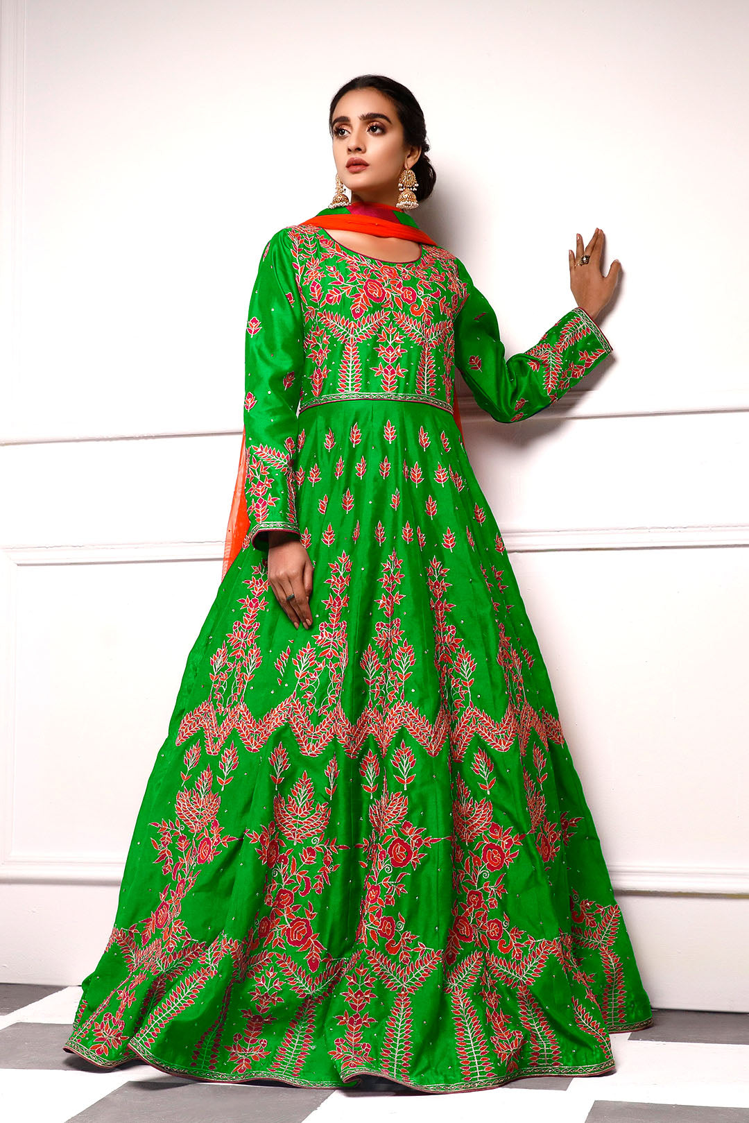 Fully Aari Handwork Embroidered Raw Silk Long Maxi | M202374