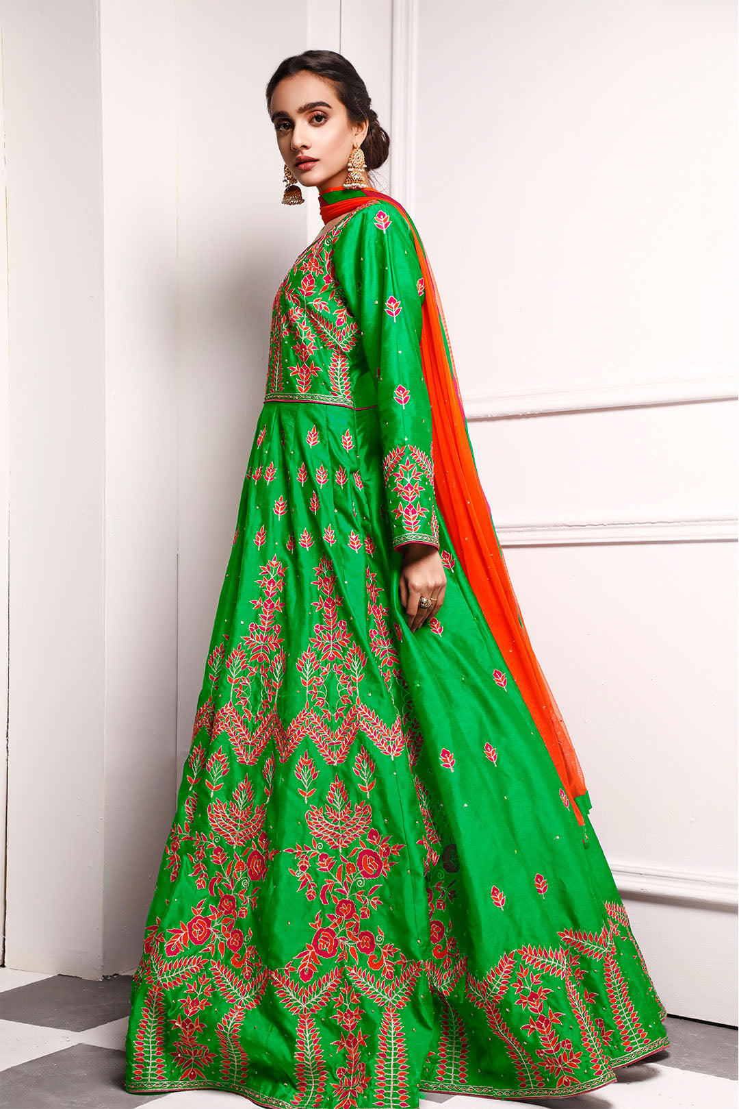 Fully Aari Handwork Embroidered Raw Silk Long Maxi | M202374