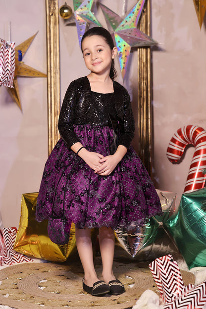 Sequins Net Frock | Winter Festive | F2321