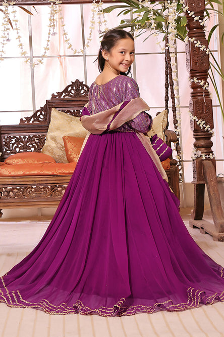Buy Palazzo Dress - Chanderi Open Gown for Small Girl online