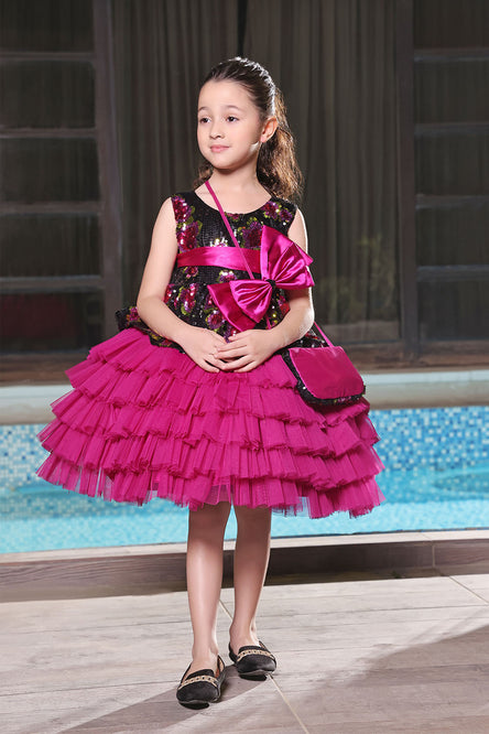 Girl Velvet &Net & Sequin Designer Frock Kids at best price in