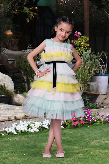Colorful Multilayers Net Frock | BIRTHDAY BASH | F2325