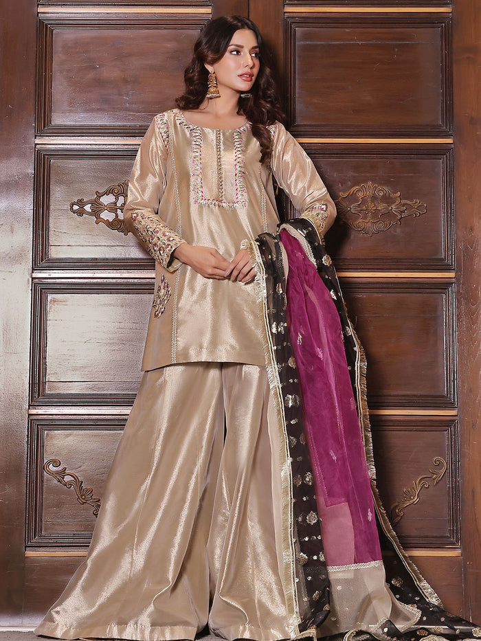 Embroidered Brocade Plazo Suit | New Arrivals | P202353