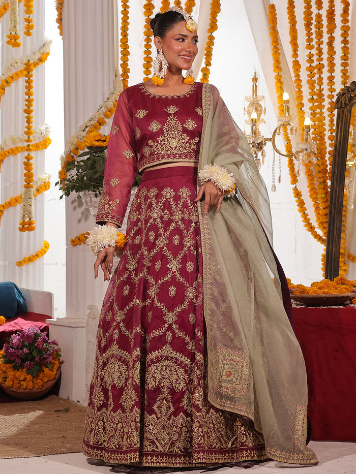 Handwork Embroidered Organza Lehenga Choli | SHENDI | L202326