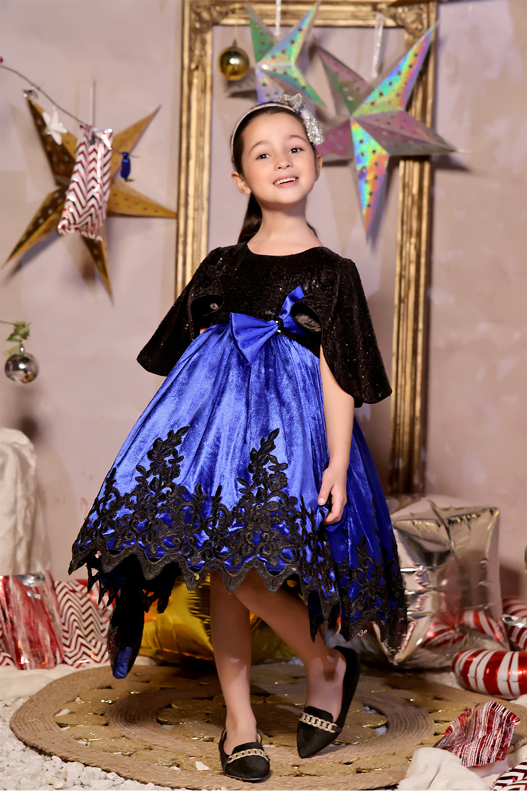 Sequins & Velvet Embroidered Frock | Winter Festive | F2319