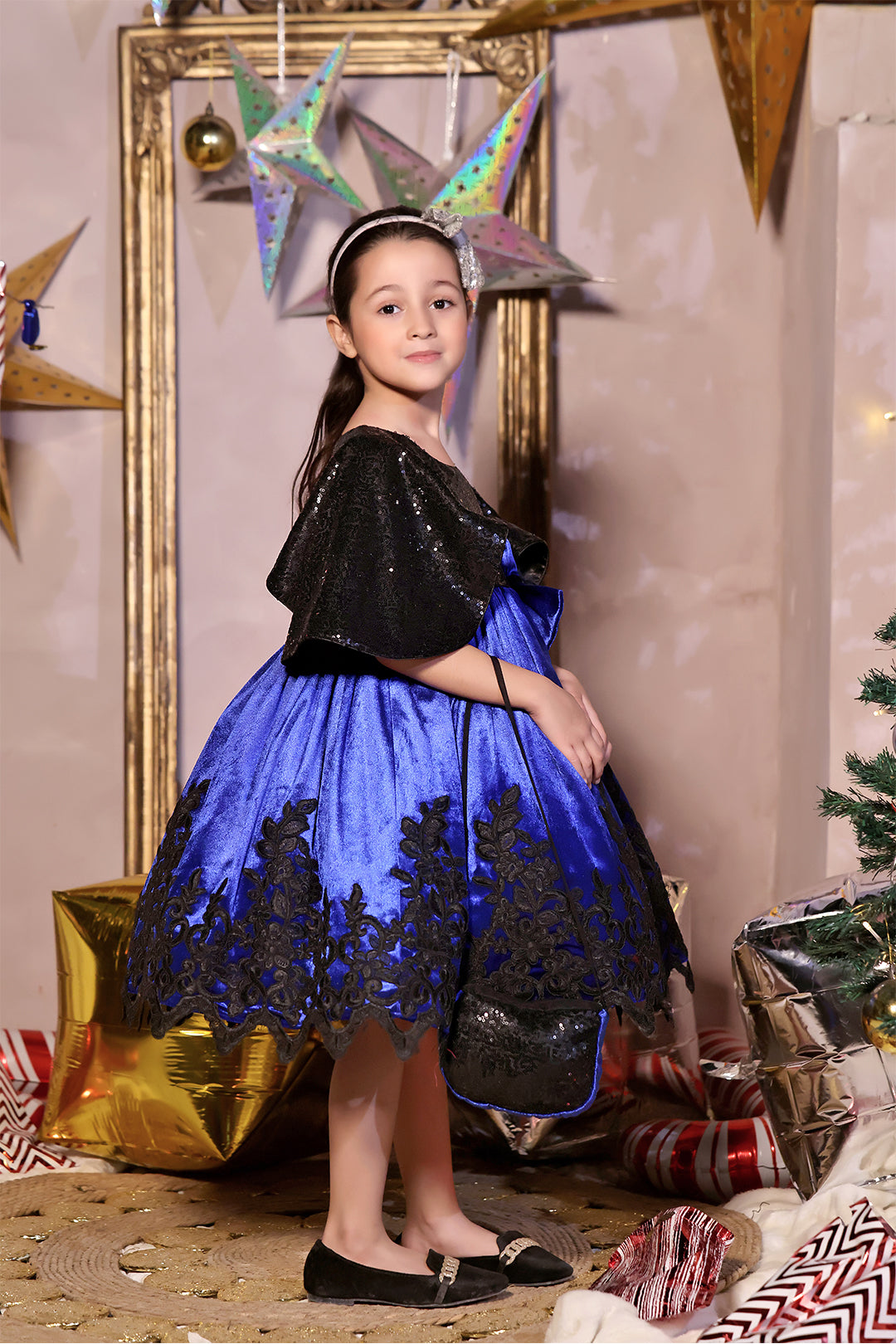 Sequins & Velvet Embroidered Frock | Winter Festive | F2319