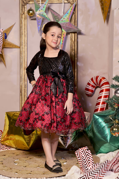 Sequins Net Frock | Winter Festive | F2321