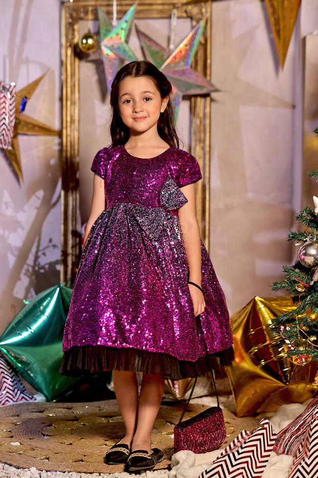 Fully Sequined Bodice Frock | Winter Festive | F2324