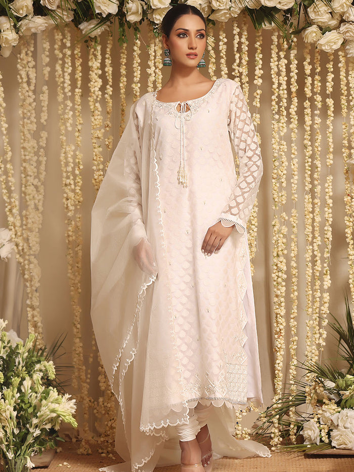 Embroidered Jacquard 3pc Suit | NIKHAAR | S202286