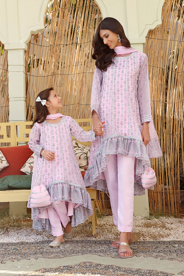 Screen Printed Chiffon 3pc Suit | MOM & ME | S3103 & S123103