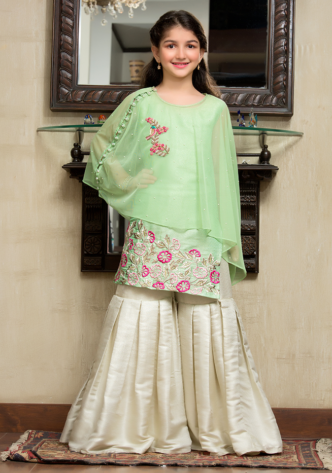 Embroidered Cape Style Gharara Suit | GFC16 | G679 - SANA'S