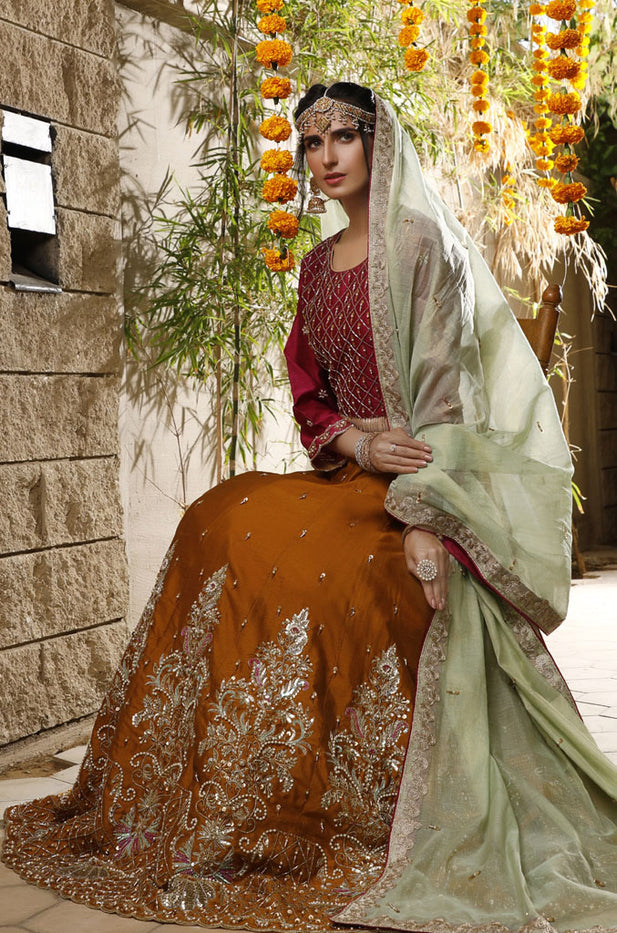 Handwork Embroidered Raw Silk Wedding Lehenga Choli | WC1920 | L2019113