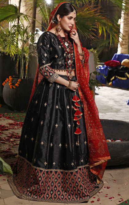 Aari Embroidered Taffeta Wedding Lehenga Choli | WC1920 | L2019115