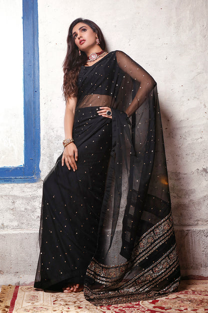 Screen Printed Chiffon Sequins Saree | SIRA | SR202056