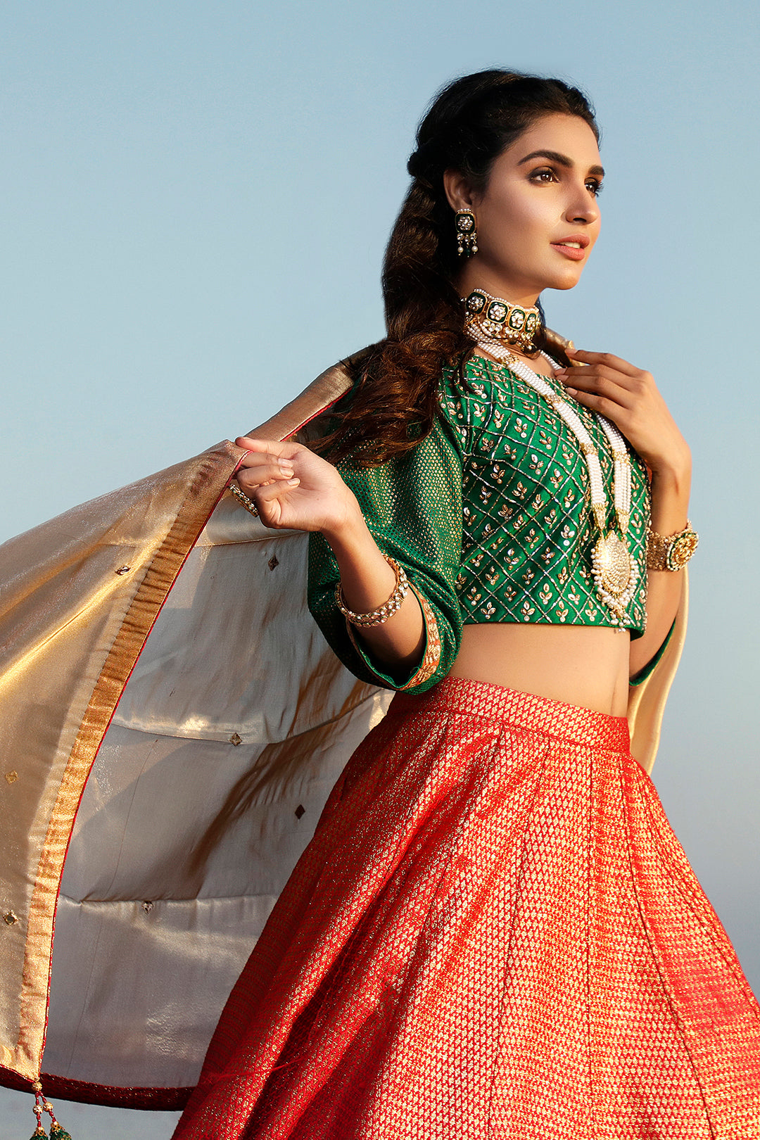 Handwork Embroidered Indian Banarsi Lehenga | SIRA | L202047