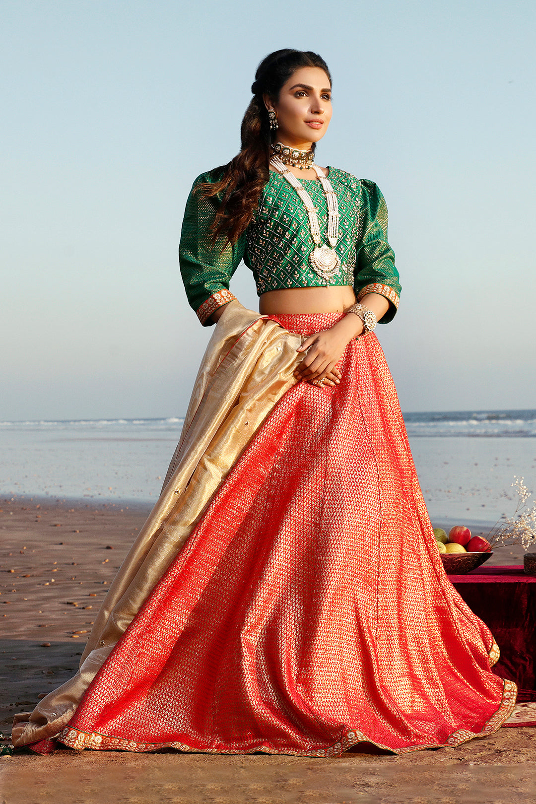 Handwork Embroidered Indian Banarsi Lehenga | SIRA | L202047