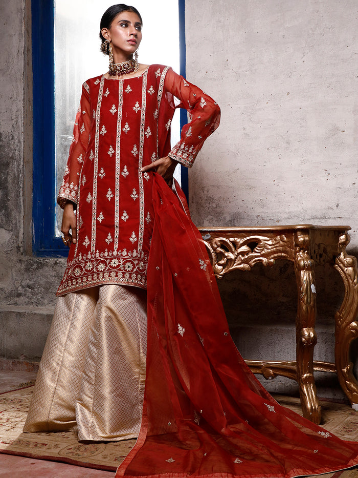 Traditional Handwork Brocade Gharara Suit | SIRA | P202043