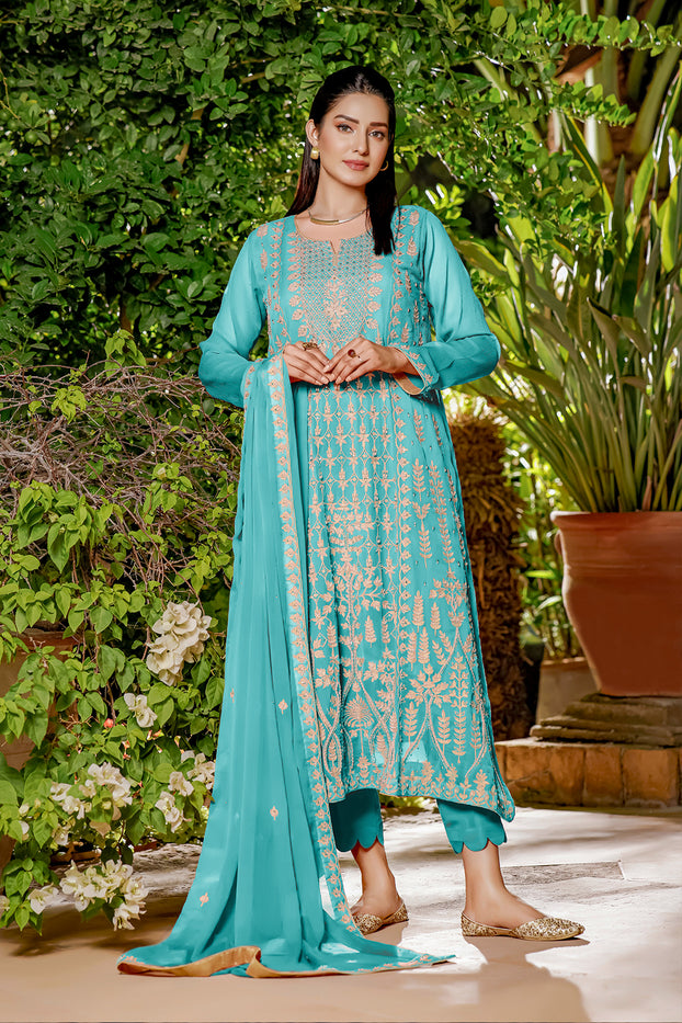 Aari Embroidered Chiffon 3pc Suit | Eid Affairs | S202128