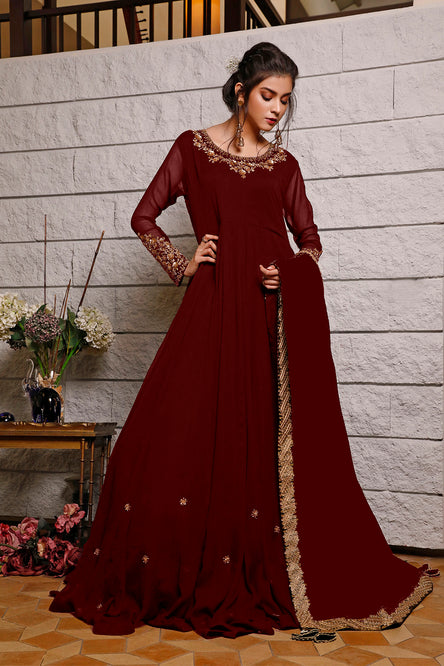 Handwork Embroidered Chiffon Long Maxi | WC1920 | M2019103