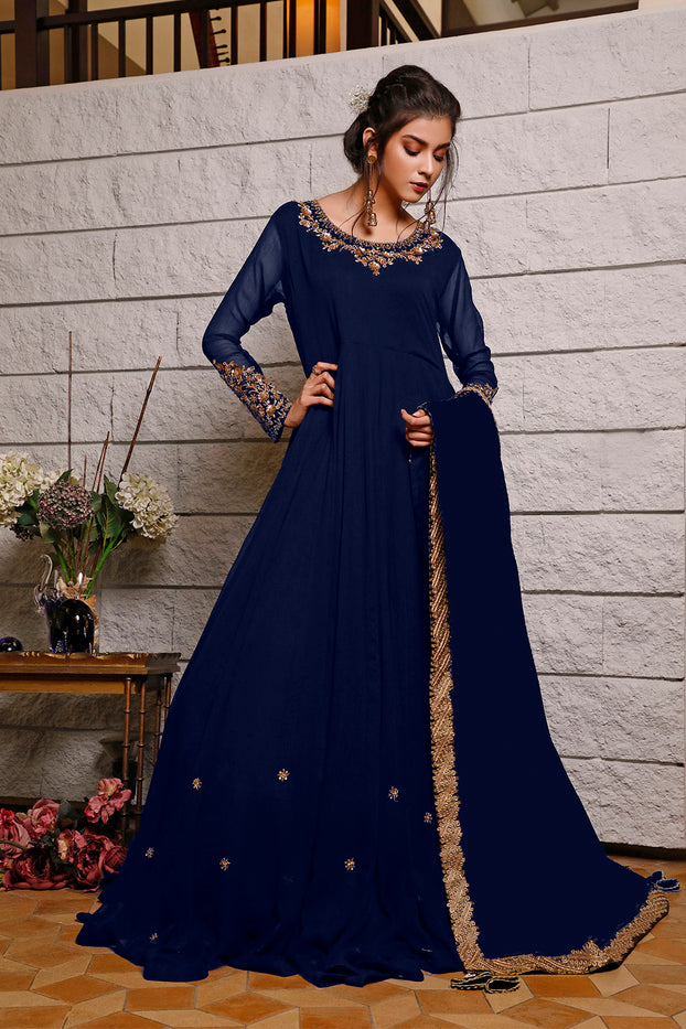 Handwork Embroidered Chiffon Long Maxi | WC1920 | M2019103