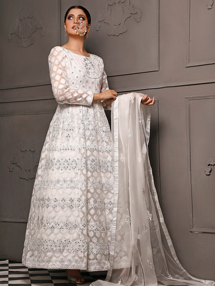 Fully Self Embroidered Jacquard Long Maxi | Nikhaar | M202018