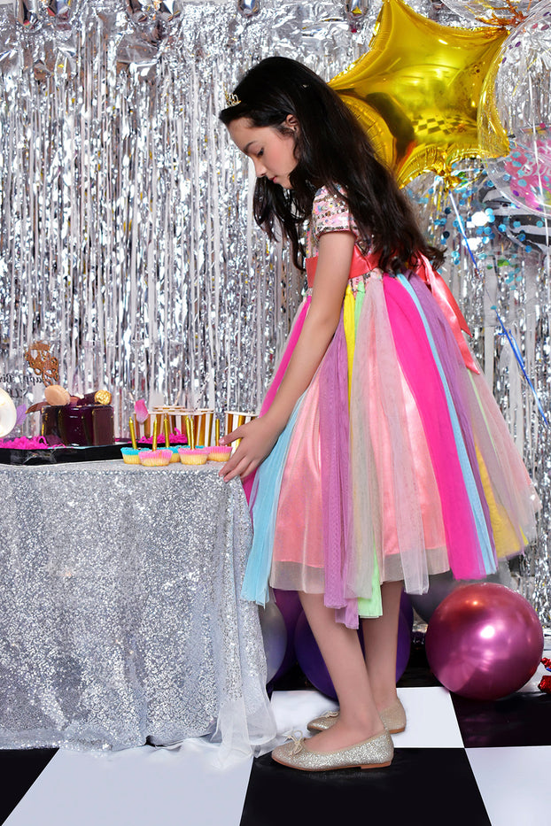 Unicorn Flares Strings Sequins Net Frock | BIRTHDAY BASH | F2127