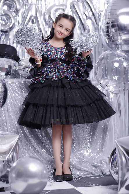 Multi Sequins Flayer Frock | BIRTHDAY BASH | F2090