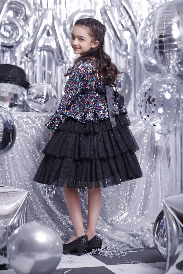 Multi Sequins Flayer Frock | BIRTHDAY BASH | F2090