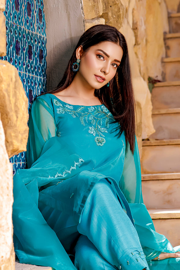 Hand Work Embroidered Organza 3pc Suit | Eid Affairs | S202136