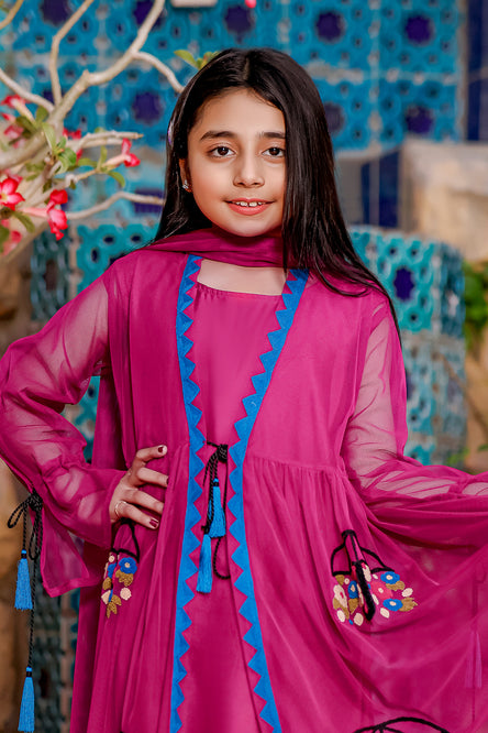 Zari Embroidered Net 3pc Suit | Eid Affairs | S202138 – SANA'S