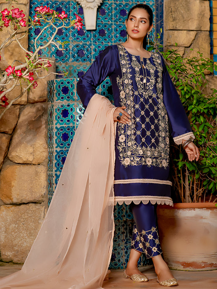 Lychee Silk Aari Embroidered 3pc Suit | Eid Affairs | S202131