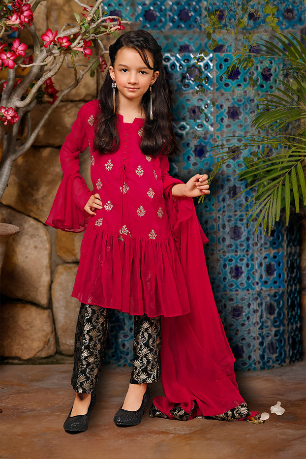 Chiffon Zari Embroidered Peplum 3pc Suit | Eid Affairs | S1392