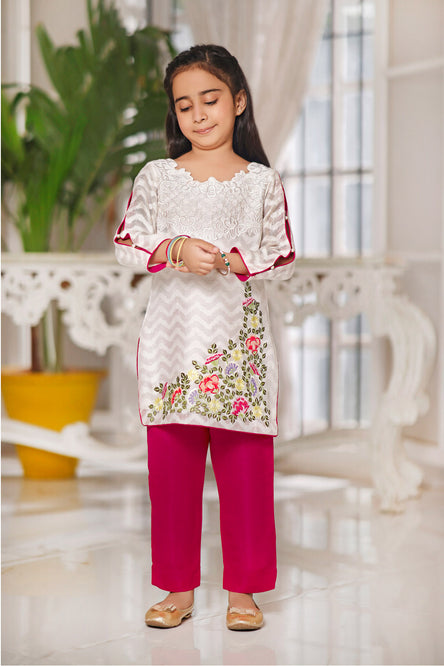Embroidered Cotton Net 2pcs Suit | MID SUMMER | S1016