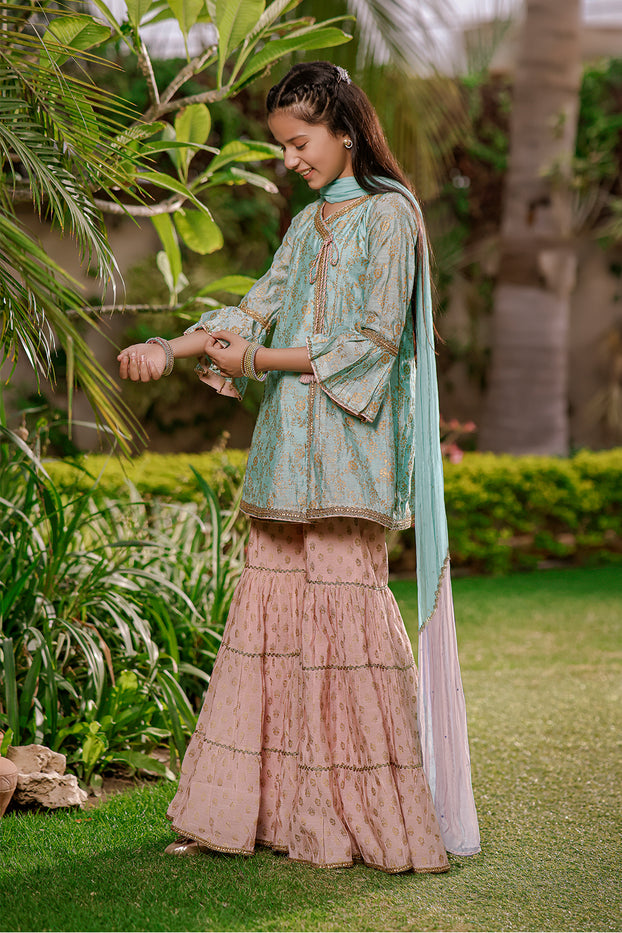 Angrakha Screen Print Gharara Suit | Meerab Festive Edit | G3039