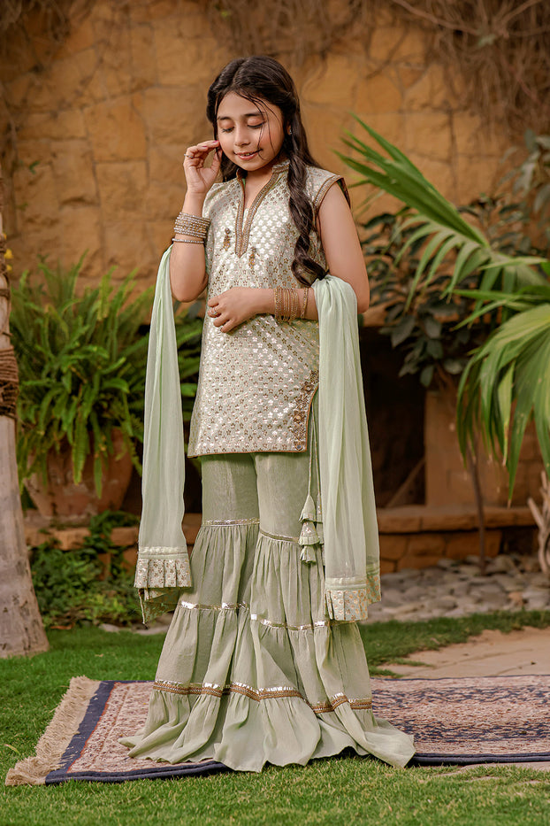 Asymmetrical Lorex Cotton Gharara Suit | Meerab Festive Edit | G3041