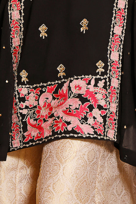 Embroidered Chiffon Banarsi Plazo Suit | MEHRU | P3086