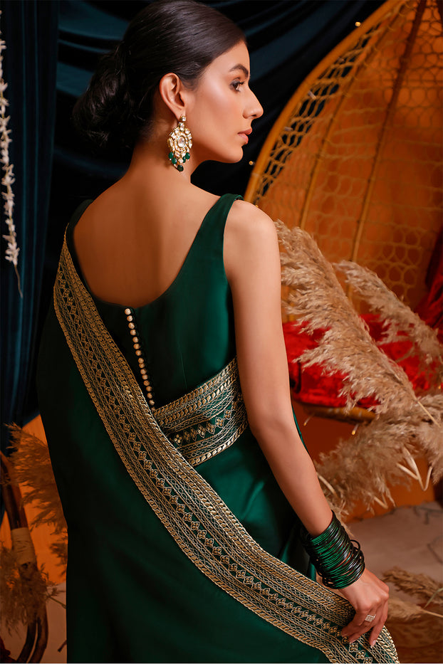Zari Embroidered Luxury Lychee Silk Saree | MEHRU | SR202169