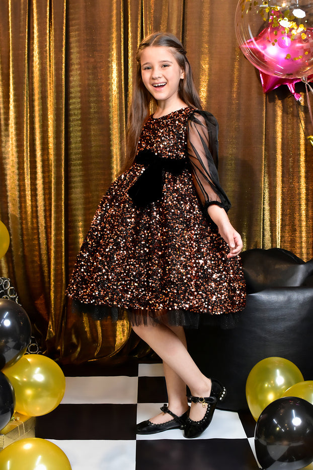 Multi Textured Fully Sequins Frock | Let's Party | F2151