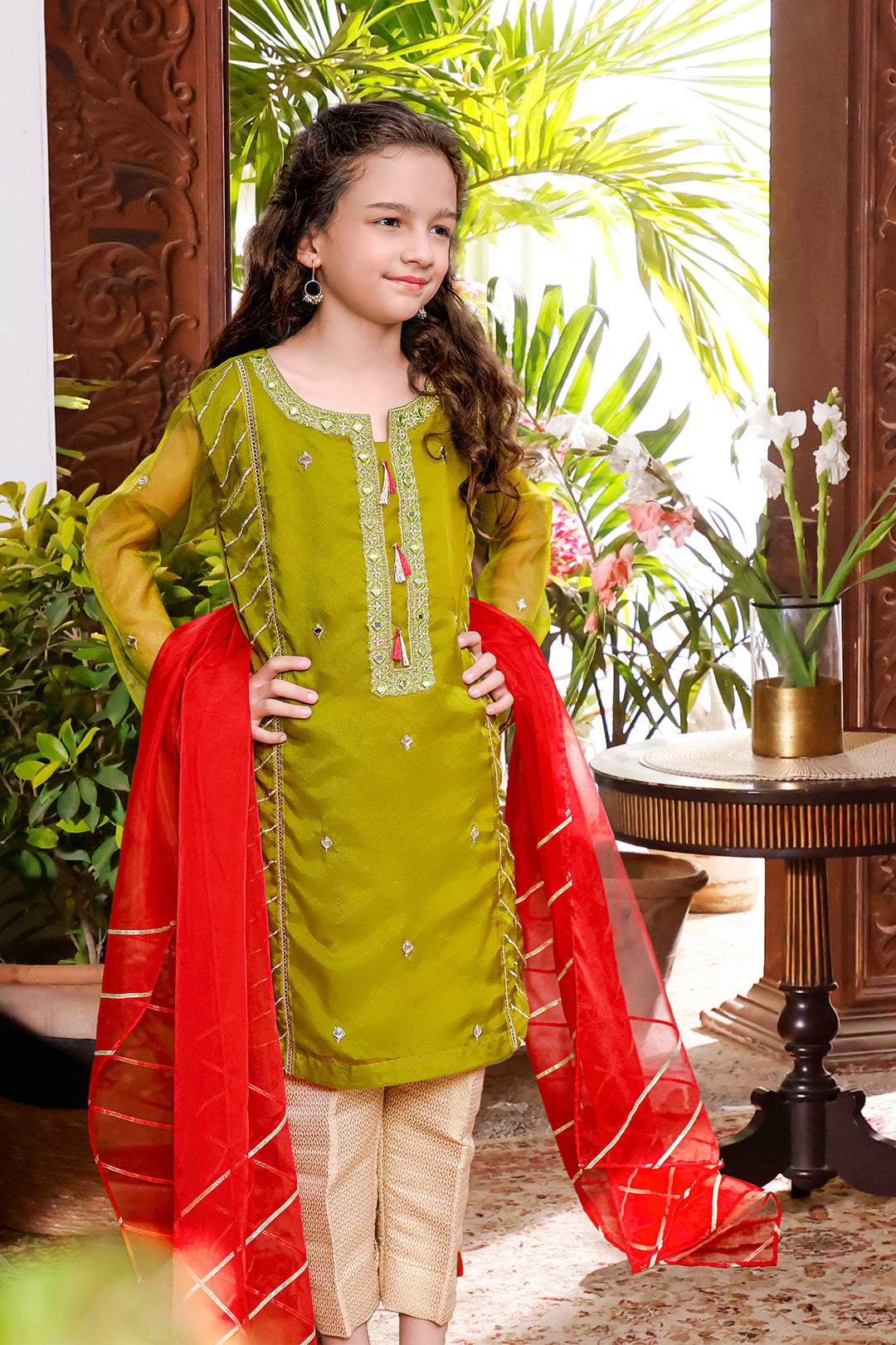 Zari Mirror Embroidered Organza 3pc Suit | TEHWAAR | S3179